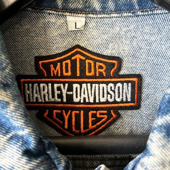 Harley-Davidson Denim Jacket Men’s Large Made in America Eagle Motorcycle USA - Picture 5 of 7